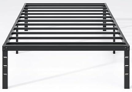 NEW JETO Metal Bed Frame,Twin Size Bed Frame with Storage Space,12 InchHeavy Duty Sturdy Mattress Foundation,Easy Assembly,No Box Spring Needed, Black