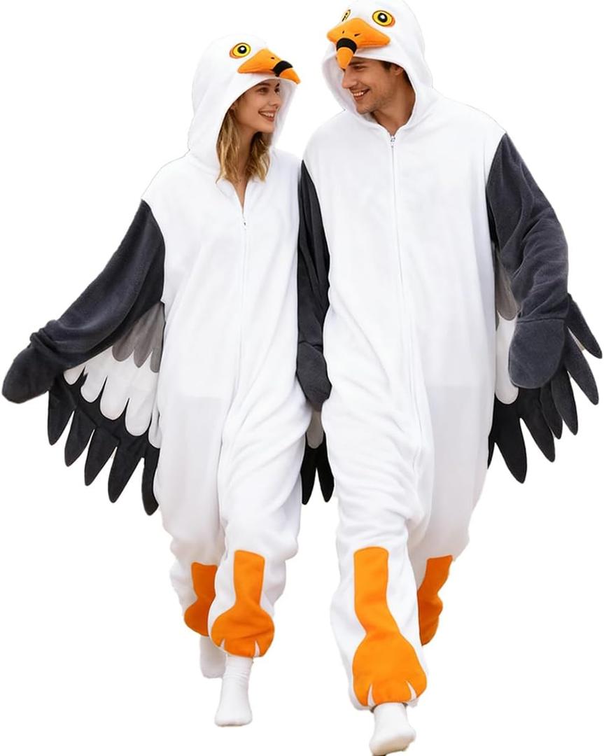 vavalad Adult Onesie Costume Halloween Christmas Cosplay Funny Costume Women Men (White, L)