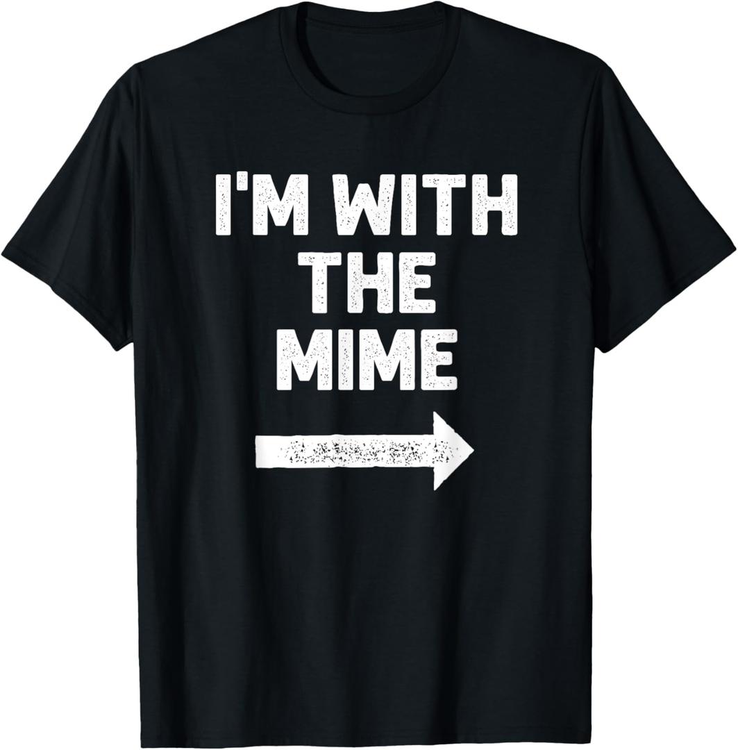 Funny I'm with The Mime Easy Couples Halloween Costume T-Shirt, S