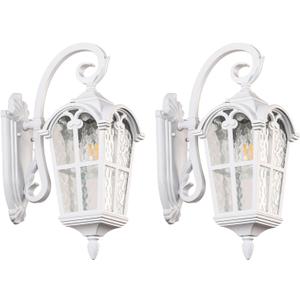 Outdoor Wall Lights for Porch, Patio, Garage - 17.1'' H White Exterior Lighting Fixtures, Waterproof & Anti-Rust Outside Wall Lantern, Vintage Outdoor Lights Wall Mount for House, 2 Pack