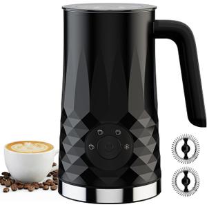 Milk Frother, 4 in 1 Electric Milk Steamer, 11.8oz/350m Automatic Warm and Cold Foam Maker for Coffee, Latte, Cappuccino, Hot Chocolate, Dishwasher Safe
