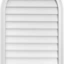 Ekena Millwork GVPRT24X4002SN Round Top Surface Mount PVC Gable Vent, 24"W x 40"H, Factory Primed White