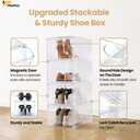 Amllas 12 Pack Clear Shoe Boxes Stackable,Shoe Storage Boxes for Closet,Sturdy Shoe Box Storage Containers with Clear Door,Sneaker Storage,Easy to Assemble,Fit up to US Size 12(13.8x 9.84x 7.1)