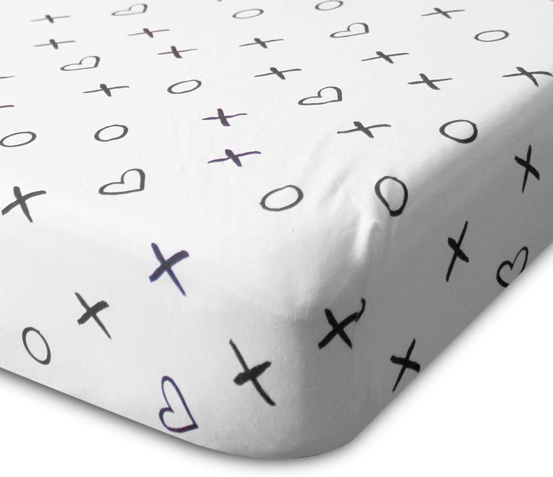 Milky Chic GOTS Fitted Baby Crib Sheet, Breathable 100% Organic Cotton Mattress Sheet for Boys and Girls, Fits Standard Size Mattresses, 52x28x9 inches (White, Pack of 1)