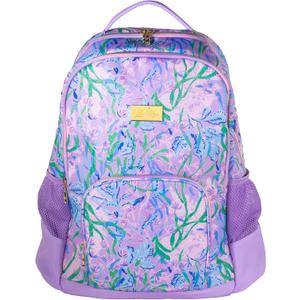 Lilly Pulitzer Large Backpack with Pockets, Adjustable Strap, and Handle, Large Bookbag for Work and Travel, Secret Escape