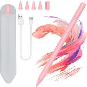 COO Stylus Pen for iPad 2018-2023 with Palm Rejection, 30Mins Fast Charging, iPad Pencil for iPad Pro 11/12.9in, iPad Air 3/4/5, iPad mini 5/6th, iPad 6/7/8/9/10 (Pink01 with grey pen plugs)