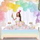 Pastel Rainbow Birthday Party Supplies, Includes Happy Birthday Banner, Tablecloth, Plates, Napkins, Cups, Knives, Forks, Spoons, Straws for Girls Birthday Party Decorations, Serves 20 Guests