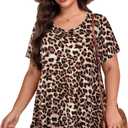 LARACE Plus Size Tops for Womens Summer Clothes Short Sleeve Shirts Casual V Neck Tunic Asymmetrical Blouses (Black, XXL)