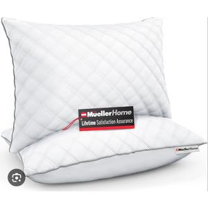 MÜELLERHOME Hotel Collection Pillows for Side Sleepers, Back Stomach Sleepers, European Made, Cooling Gel Pillows Queen Size Set of 2