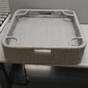 for Grey 24 in. x 24 in. Floating Tray for Pool Wicker Serving Table Aluminum Frame Breakfast Tray for Swimming Pool
