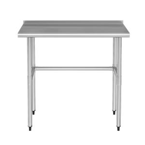 Open Base Stainless Steel Work Table with Backsplash, 30x36 Inch