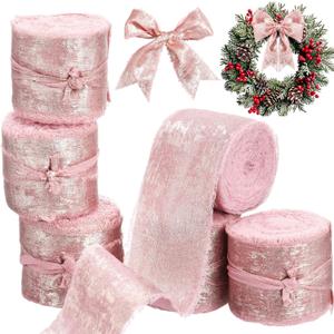 Suncalla 30 Yards Shimmery Chiffon Silk Ribbons for Xmas Tree Decoration Wedding Decor Invitations Bridal Flower Bouquets Gift Wrapping DIY Crafts(Rose Gold)