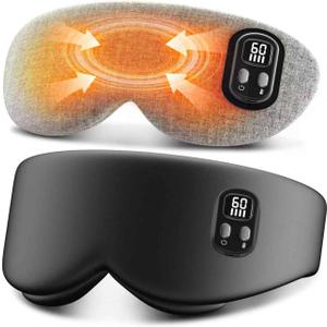 Heated Eye Mask - Cordless Eye Mask for Dry Eyes, Eye Relief, Improved Sleep, Timed Shutdown, 4 Temperature, Washable Silk Eye Heating Pad for Travel, Removable for Cleaning - Black (1 Count (Pack of 1))