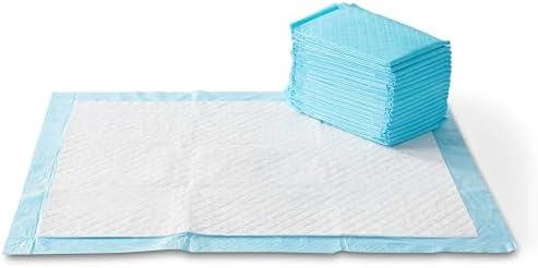 Amazon Basics X-Large Absorbent Puppy Pads, Leak-Proof, Quick-Dry, 28 x 34 Inches, Pack of 50, Blue & White