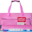 American Mahjong Game Set, 166 White Tiles, 4 All-in-One Color Rack/Pushers, Complete Mahjong Tiles Set with Pink Carrying Bag (Mahjong)