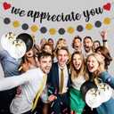 2 x We Appreciate You Banner Decoration Set, Staff Employee Recognition Banner with Black and Gold Balloons for Employee Teacher Doctor Nurse Appreciation Party Thank Decoration Supplies