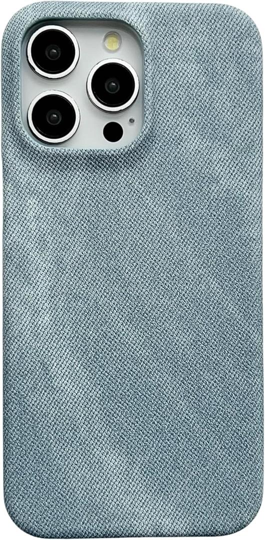 Caseative for iPhone 14 Pro Case,Denim Fabric Anti-Fingerprint Phone Case (Grey,14 Pro)
