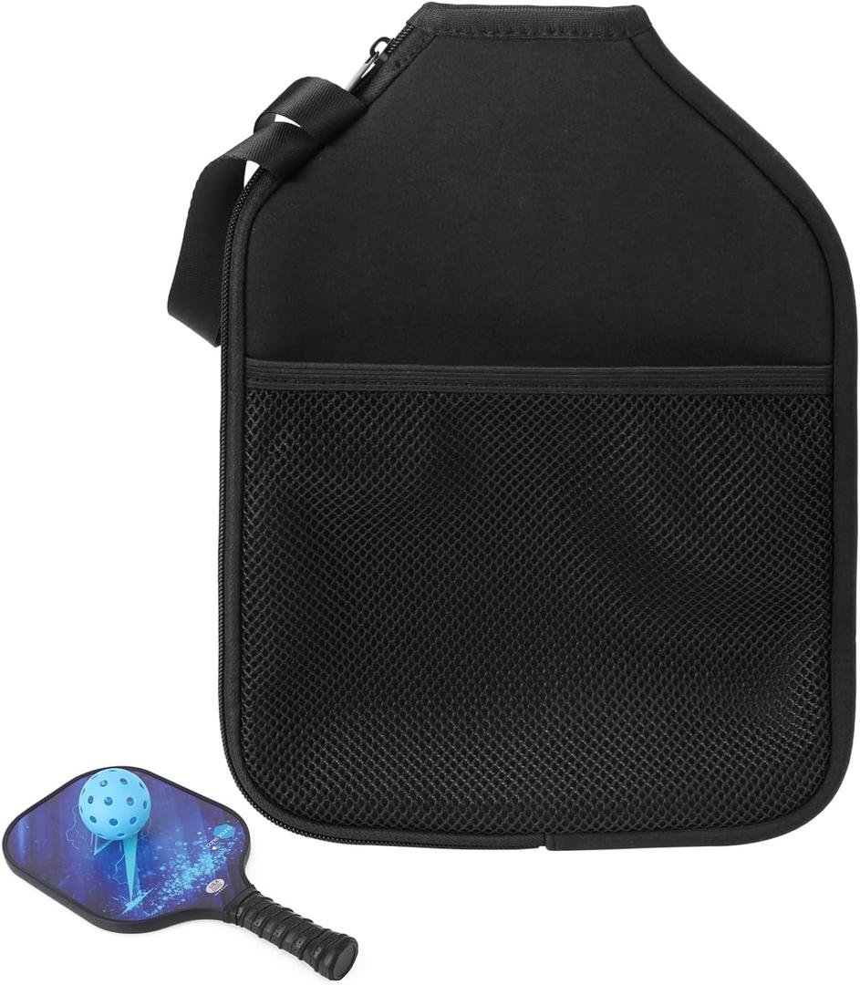KEUYE Black Pickleball Paddle Cover Compatible with Most Selkrik and Joola, Perfect Size - 9X 12 Inches for Pickleball Bag Compatible with Most Selkrik and Joola with Zipper (1pcs)