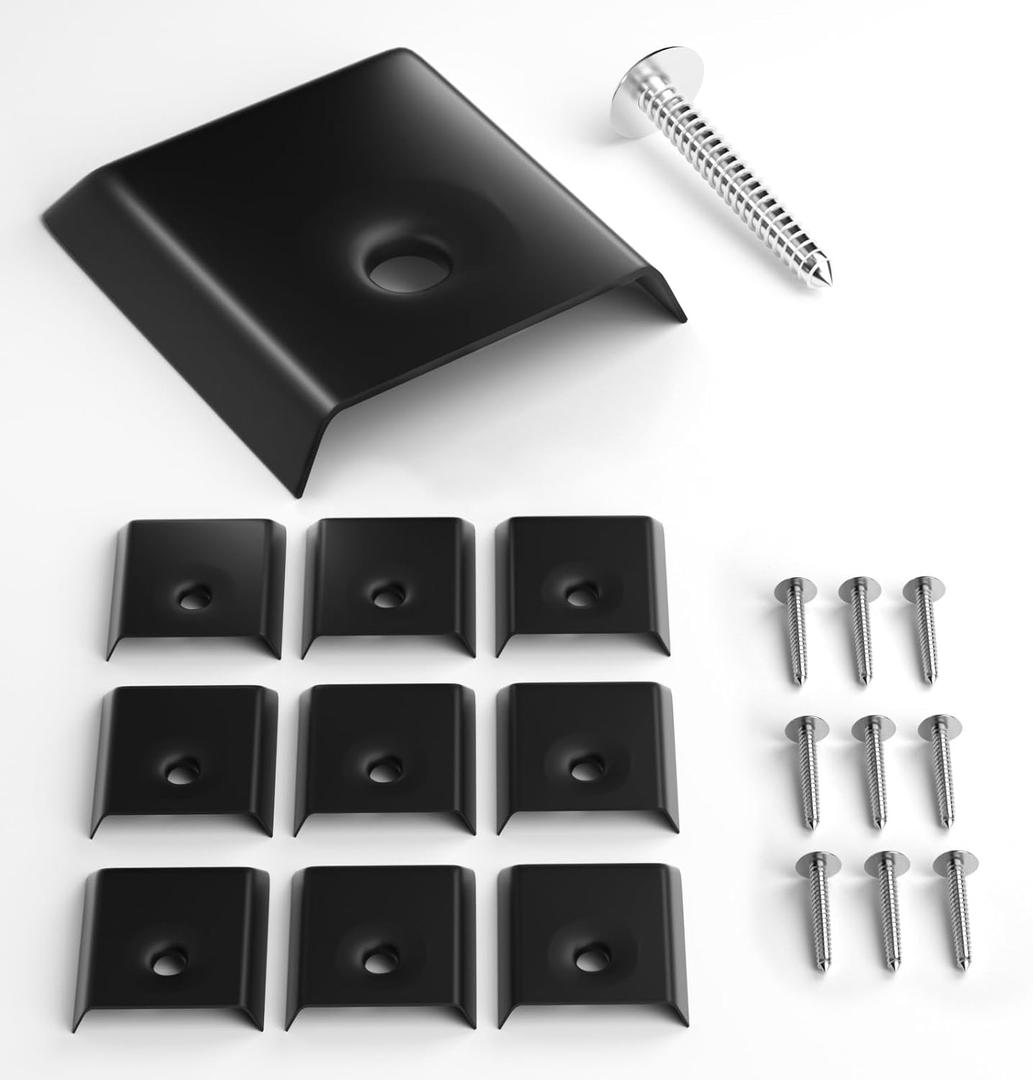 2 x Ameri RV Camper Trailer Extrusion Flat End Cap for Vinyl Trim Molding 1" Screws-10 Pack (Black)