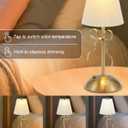 Cordless Table Lamp,Small Desk Lamp with 3 Color,Touch Dimmable Bedsdie Lamps,Bow Lamp with Fabric Shade,LED Night Light for Girls Room Princess Room Decor(Gold)
