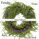 16" Spring Wreaths for Front Door, Artificial Greenery Wreath with Blueberry, Green Norfolk Pine and Cedar for Wall, Porch, or Indoor Outdoor Decor, Real Touch Cedar Foliage