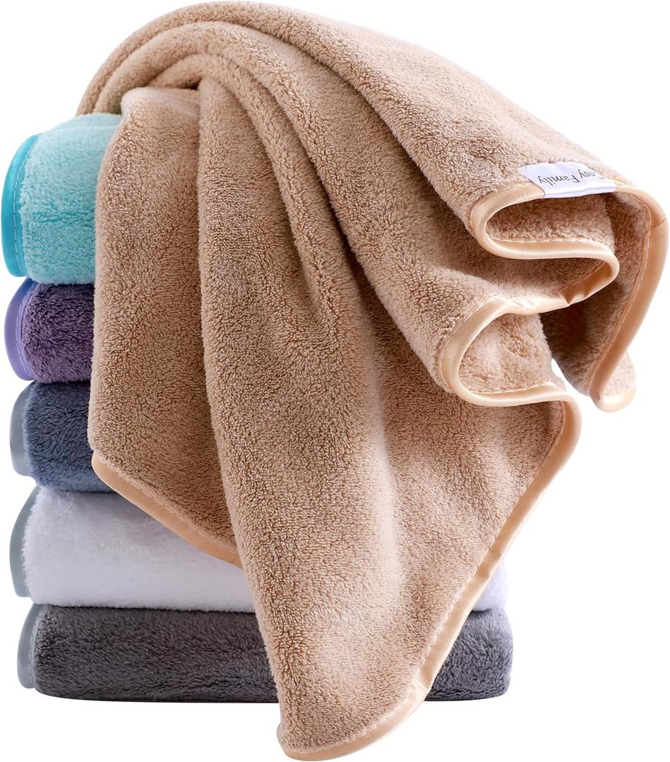 Cosy Family 6 Pack Ultra Soft Microfiber Absorbent Hand Towel, Silk Hemming Towels for Bathroom - Quick Drying - Perfect for Bath, Fitness, Gym, Shower, Hotel, and Spa - 16x28 Inch, Warm Color