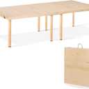 HPC Decor Outdoor Picnic Table, Size 60 X 30, Weight 39 lbs, Portable, Outdoor, Good for Family Travel, with Two Sets of Eight Leg Stands, Pure Natural Solid Wood
