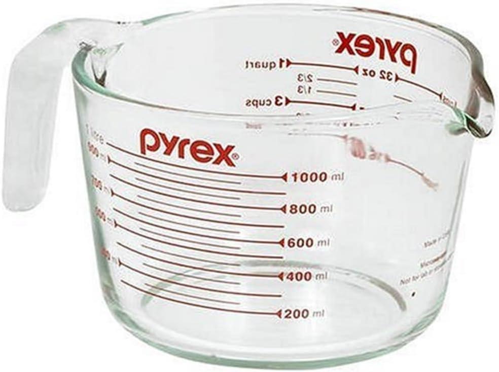 Pyrex Prepware 1-Quart Measuring Cup, Clear with Red Measurements Pyrex Prepware 1-Quart Measuring Cup, Clear with Red Measurements