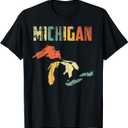 The Great Lakes Largest Water Retro Color Michigan MI Pride T-Shirt, M