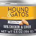 Hound & Gatos Chicken Wet Cat Food, Single Protein, 98% Real Meat, High Protein Cat Food, Grain Free, Limited Ingredient, 5.5 oz Cans (Pack of 24) (EXP 02/28/29)