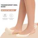 MANZI 6 Pairs Toe Topper Liner Socks for Women Ultra Low Cut No Show Half Socks with Sling Back for Heels Dress Shoes (Beige)