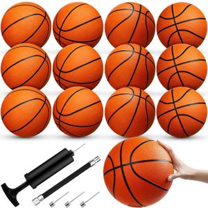 Jexine Basketball Bulk, 12 Pcs 29. 5" Official Size 7 Rubber Basketball with Air Pump for Adult Youth Outdoor Indoor Training Swimming Pool Training Game, Orange