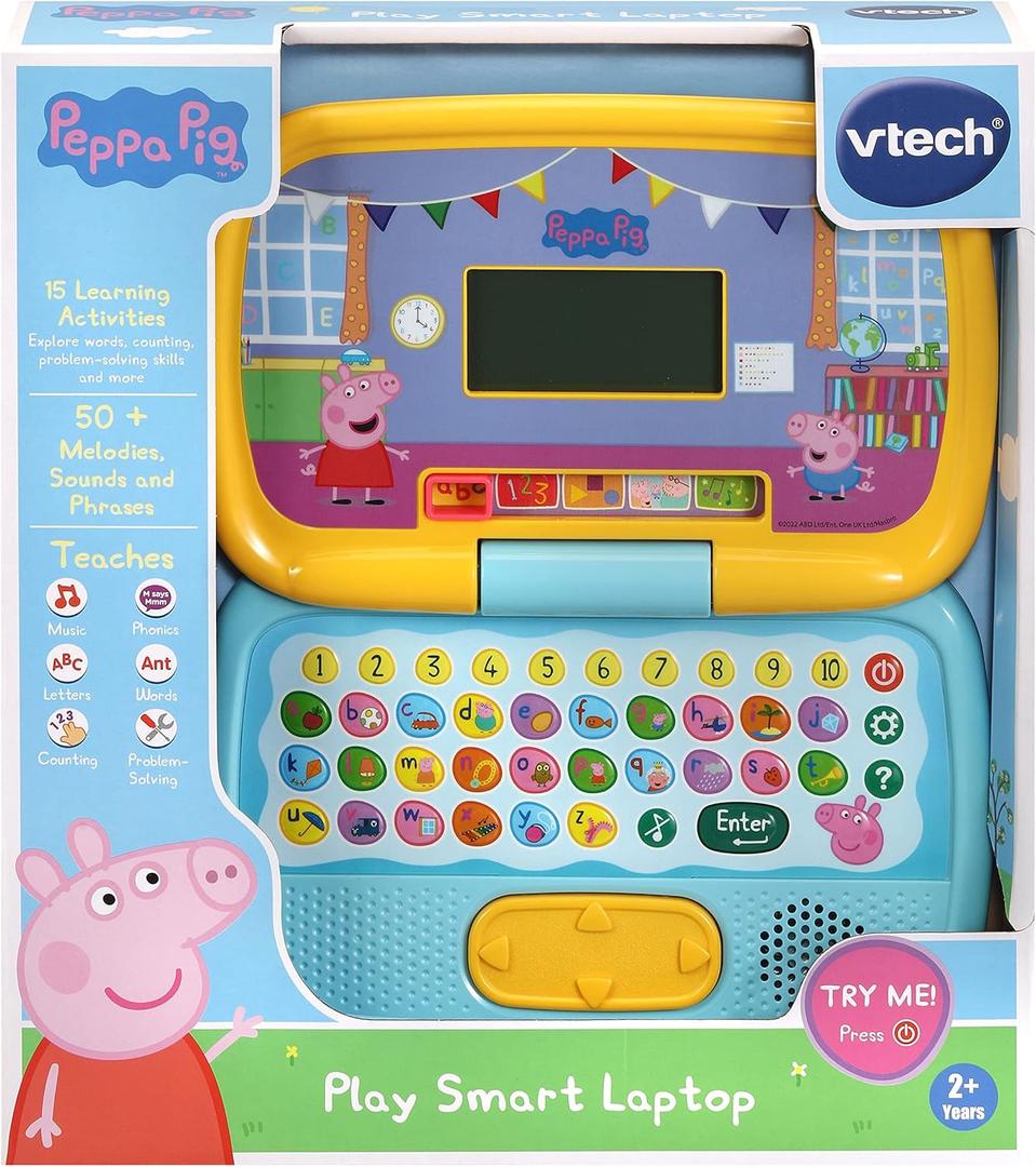 VTech Peppa Pig: Play Smart Laptop | Interactive Learning Laptop for Kids with Letters & Numbers | Suitable for Boys & Girls 2, 3, 4, 5 and 6 Years, English Version