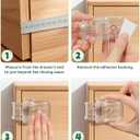 Roctee 6 Pack Drawer Baby Locks Clear, Baby Proof Locks for Side Drawers Pull Out Thin Dresser Kitchen Cabinet Bedside Tables, Safety Latch Child Proofing Clips
