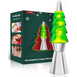 Christmas Tree Liquid Motion Lamp,for Mother's Day/Mom Gifts,14.5 inches Table Lamp Christmas Indoor Decorations for Adults and Kids, Mood Lighting Home Decor Lav Night Light (Green)