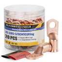 haisstronica 10pcs 4/0 AWG - 3/8"(M10) Battery Cable Lugs, Heavy Duty Copper Wire Lugs with 10pcs 3:1 Adhesive Heat Shrink Tubing, 0000 Gauge Wire Lugs, Battery Terminal Connector, Battery Cable Ends