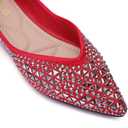 Flats Shoes Women Rhinestone Pointed Head Ballet Flats Comfortable Soft Memory Foam Insole Flat Shoes for Women Comfortable Dress Shoes Red Size 8.5-9