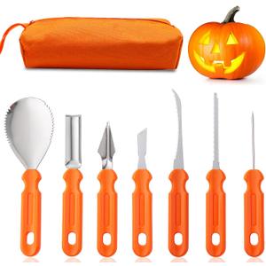 Halloween Pumpkin Carving Kit Tools, Professional Heavy Duty Carving Set, Stainless Steel Pumpkin Carving Set, Halloween Pumpkin Carving Tools-Gift for Halloween(7PCS)