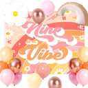 78 PCS Nine is Vibe Party Decoration Backdrop Nine is Vibe Birthday Decoration Nine is Vibe Balloons Daisy Groovy Hippie Boho Party Favors