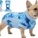 Recovery Suit for Female & Male Dogs After Surgery, Breathable Dog Onesie Cone Alternative, Anti-Licking Surgical Suit for Spay Neuter Wounds,  Blue Tie Dye, XS(Back:11"-13")