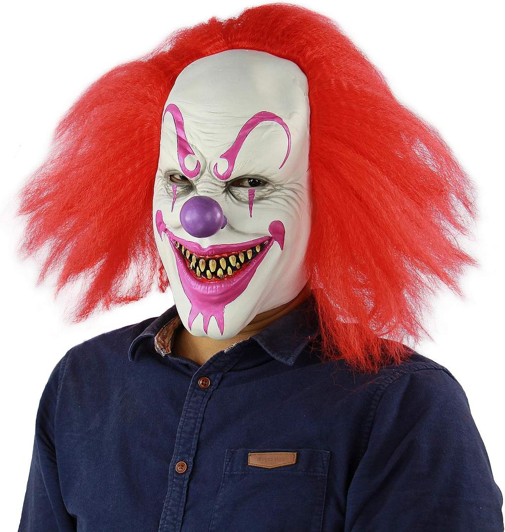 Scary and Sinister Halloween Clown Masks, Costume Cosplay Props, Adult Latex Clown MasksHorror,Devil