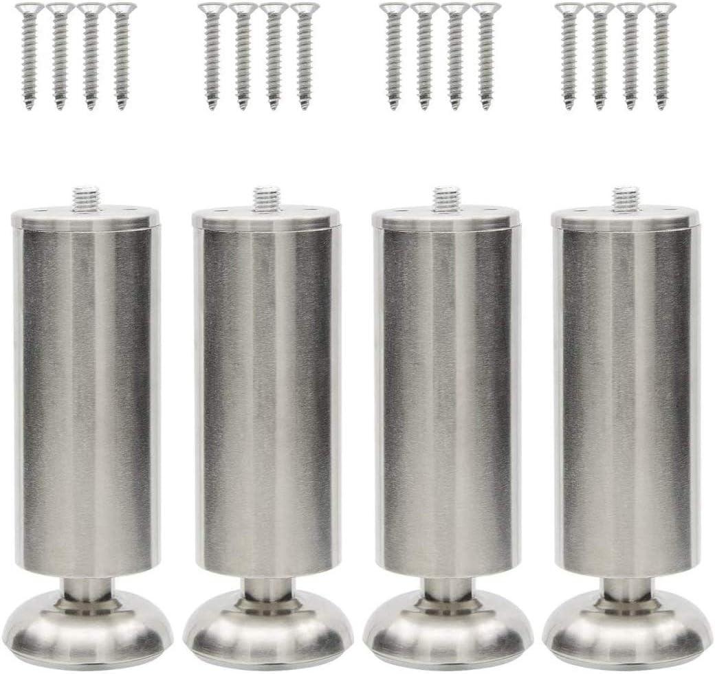 YXQ 6 Inch Furniture Legs Stainless Steel Adjustable,Set of 4 Sofa Table Cabinet Wardrobe Worktop Shelves Feet Replacement