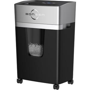 BONSEN 12-Sheet Micro Cut Paper Shredder for Home Office Use, High Security Level P-4/55 dB Ultra-Quiet / 40-Minutes Shredding Shreds Credit Card/Staples, 5.3 Gallons Pullout Bin (S3106)