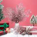 Tigeen 12 Pcs Christmas Tree Picks Bulk Artificial Christmas Tree Filler Glitter Berries Stems Branches Floral Decorations 15.75'' Xmas Sprays Twigs Berry Picks for Vase (Rose Gold)