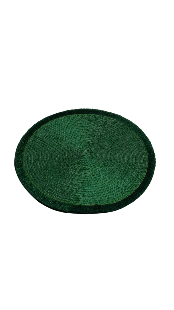 Round Braided Placemats Set of 4 Table Mats for Dining Tables Woven Washable Non-Slip Place mats (Green Shining, 4pcs)