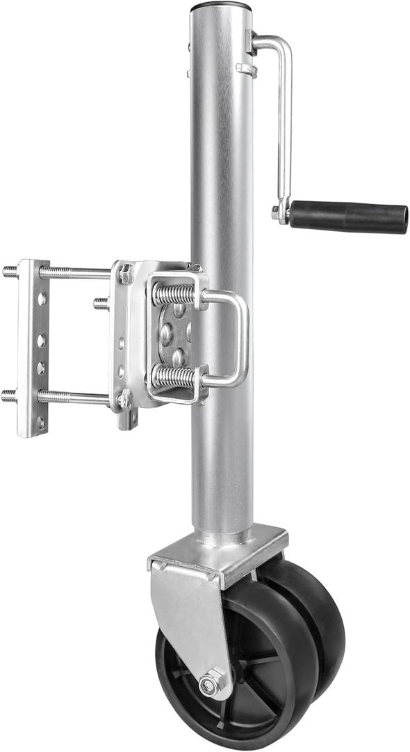 MaxxHaul 70149 Trailer Jack with 11-1/2" Lift, Swing-Back Design, Side Wind Handle & Dual 6" Wheels 1500 lbs Capacity, Bolt-On for Utility & Boat Trailers