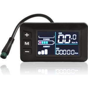 5Pins Electric Bike LCD Display Meter, 24V 36V 48V E Bike Control Panel For Handlebars Approximately 22.2mm / 0.87in, Connector, No.2 Communication Protocol
