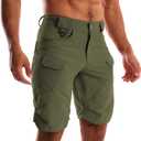 AUTIWITUA Men's Waterproof Tactical Shorts Outdoor Lightweight Quick Dry Breathable Hiking Fishing Cargo Shorts (Green, L)