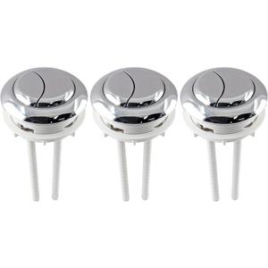 Murtenze 3Pcs Diameter Toilet Tank Button, Dual Push Flushing Toilet Button with Thread Plastic Dia 58mm / 2.55 Inch Round (Silver)