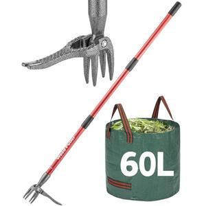 ZENHOSIT Stand Up Weed Puller Tool with 48" Long Metal Handle, 4-Claw Heavy-Duty Steel Head Weed Remove Tool for Lawn, Yard, Garden Without Bending or Kneeling
